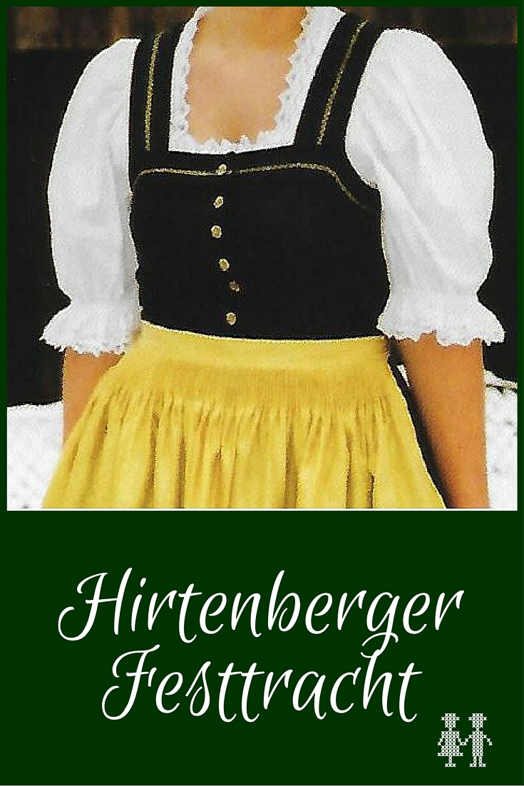 Die Hirtenberger Festtracht hat eine einfache Grundform und wird durch die verwendeten Stoffe und die besonders am Rücken reichliche Auszier durch Bogennähte festlich.