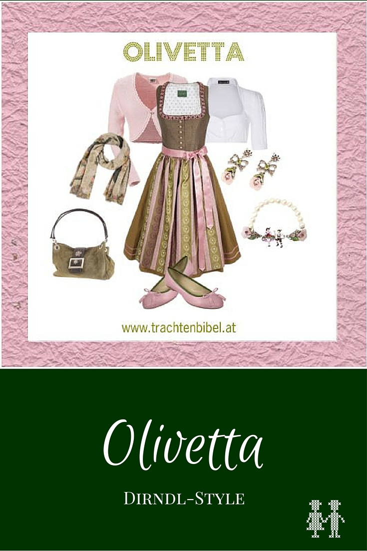 Dirndl-Style Olivetta in Altrosa und Olivgrün zum Nachshoppen
