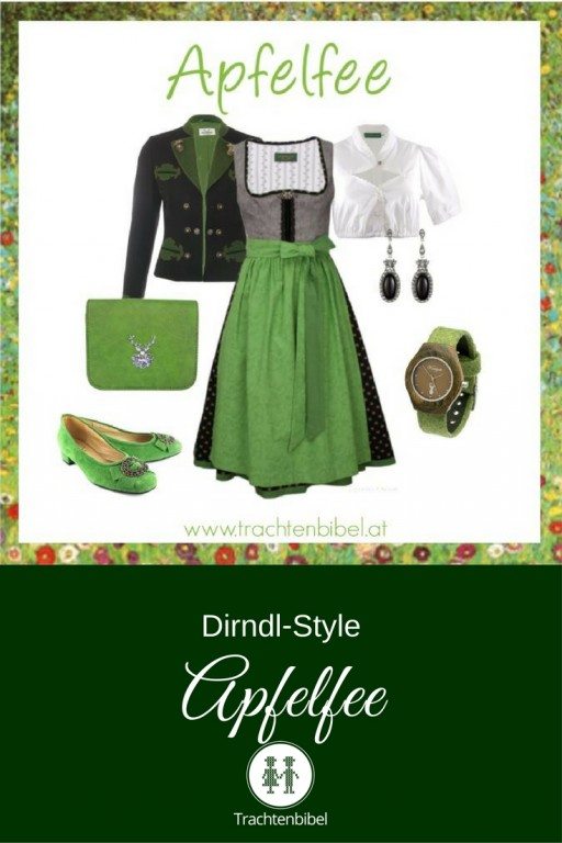 Ein tolles Dirndl Outfit mit traditionellen Elementen und frischem Grün.